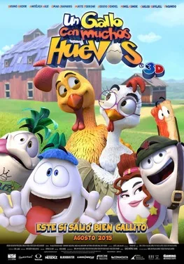 Un gallo con muchos huevos poster