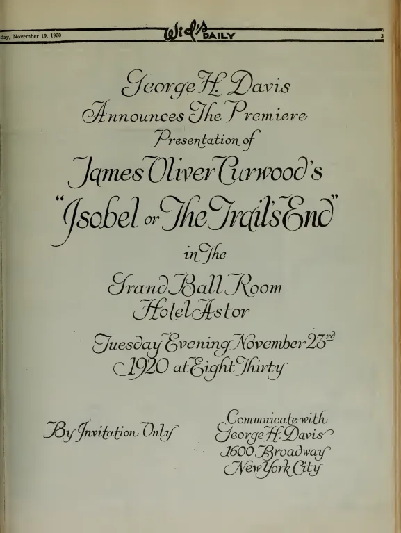 Isobel or The Trail's End poster