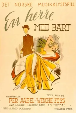 En herre med bart poster
