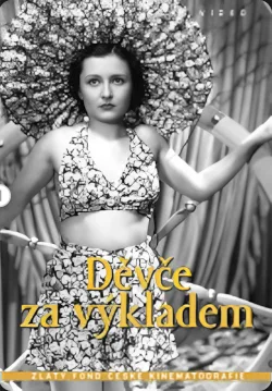 Děvče za výkladem poster