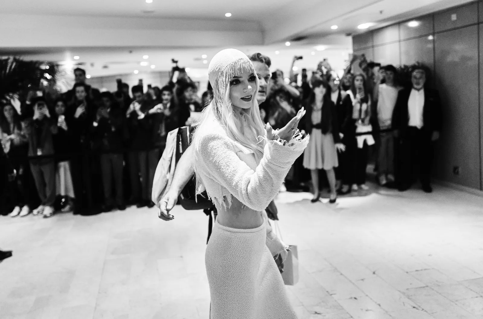 Anya Taylor-Joy leaving the Furiosa press conference at the 2024 Cannes Film Festival.
