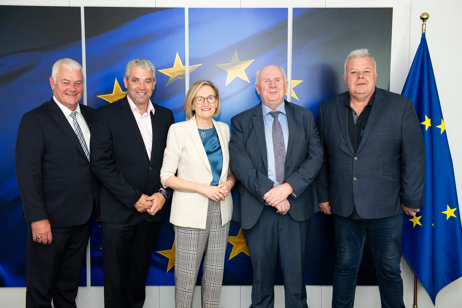 Irish politicians Paul Daly, Tim Lombard, Mairead McGuinness, Jackie Cahill and Michael Fitzmaurice in September 2023
