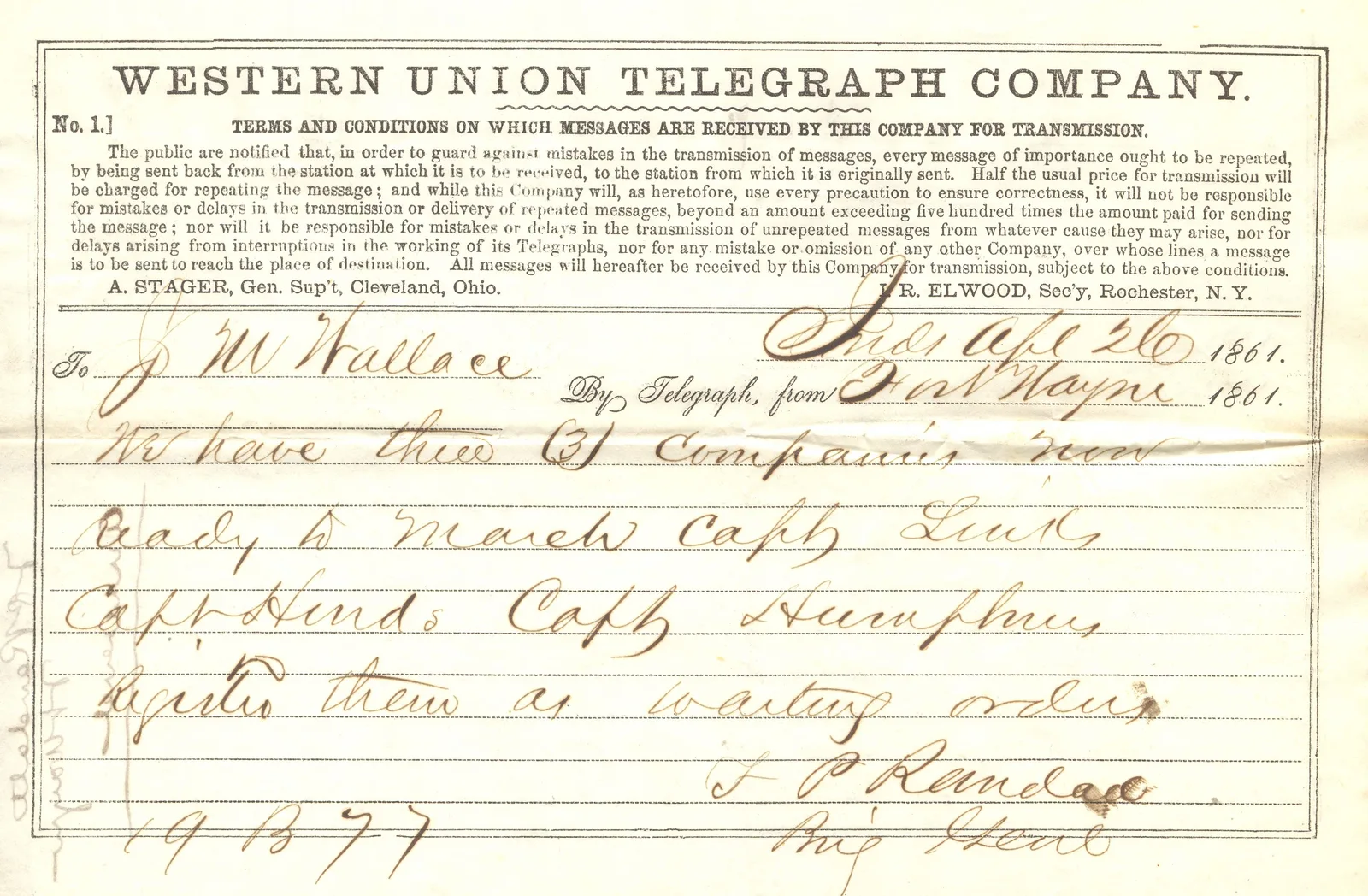 F. P. Randall to John M. Wallace, 1861-04-26 - DPLA - 257ed963eacb78d6750fed455e5b2c70