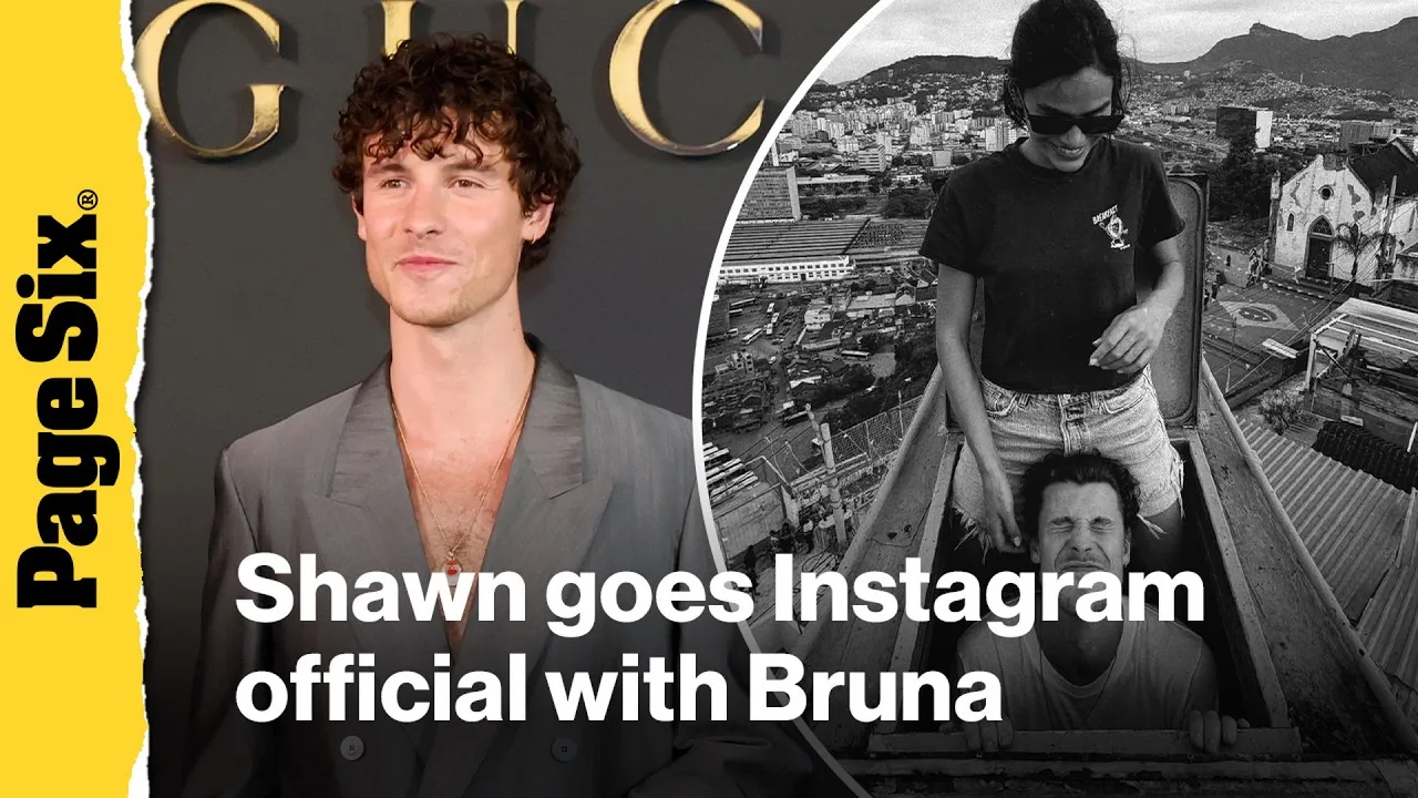 Shawn Mendes and Bruna Marquezine pictured together above Rio de Janeiro