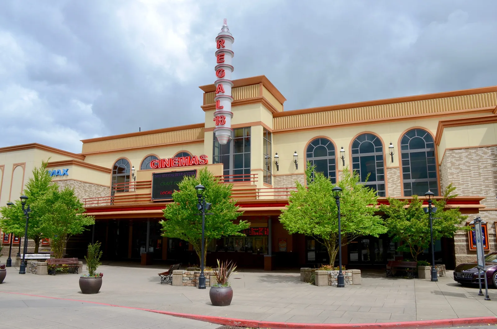 The exterior of a Regal Cinemas multiplex at Bridgeport Village in Oregon