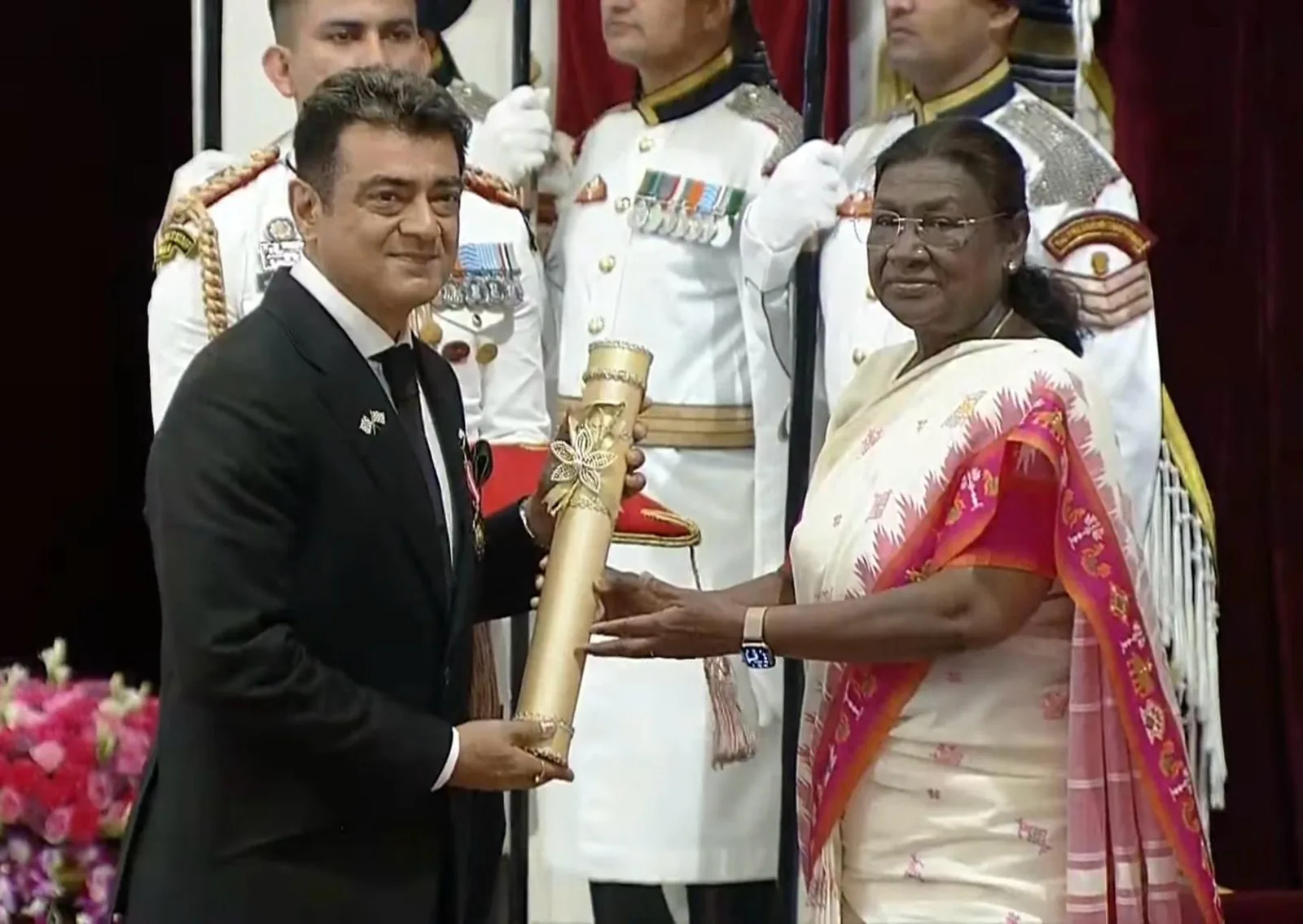 Ajith kumar receiving padma bushan award
