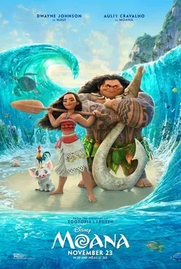The theatrical poster for the 2016 animated Moana, the film this remake is drawn from.