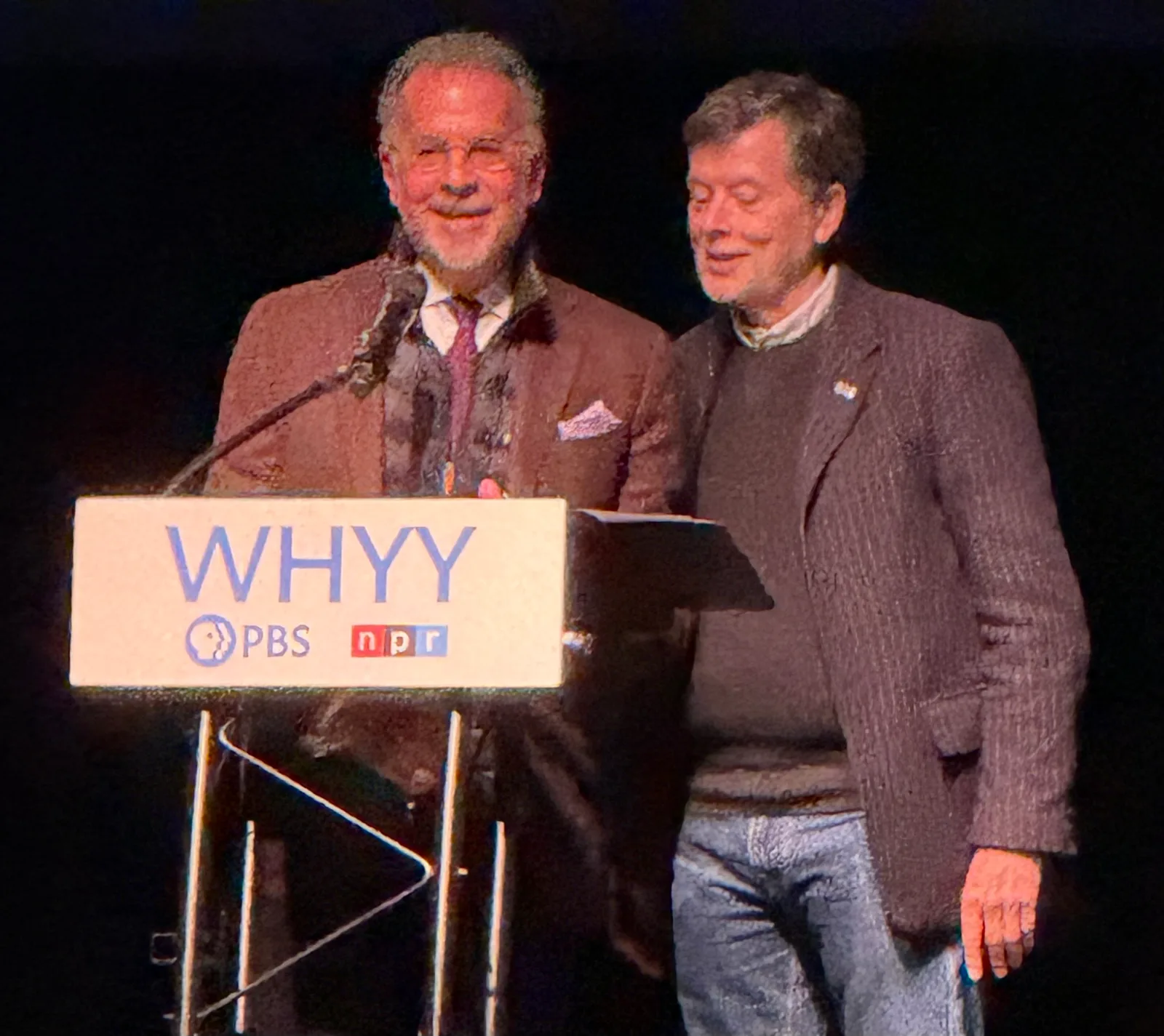 WHYY President and CEO Bill Marrazzo and Ken Burns before the preview of The American Revolution at the Freedom Mortgage Pavillion in Camden, NJ
