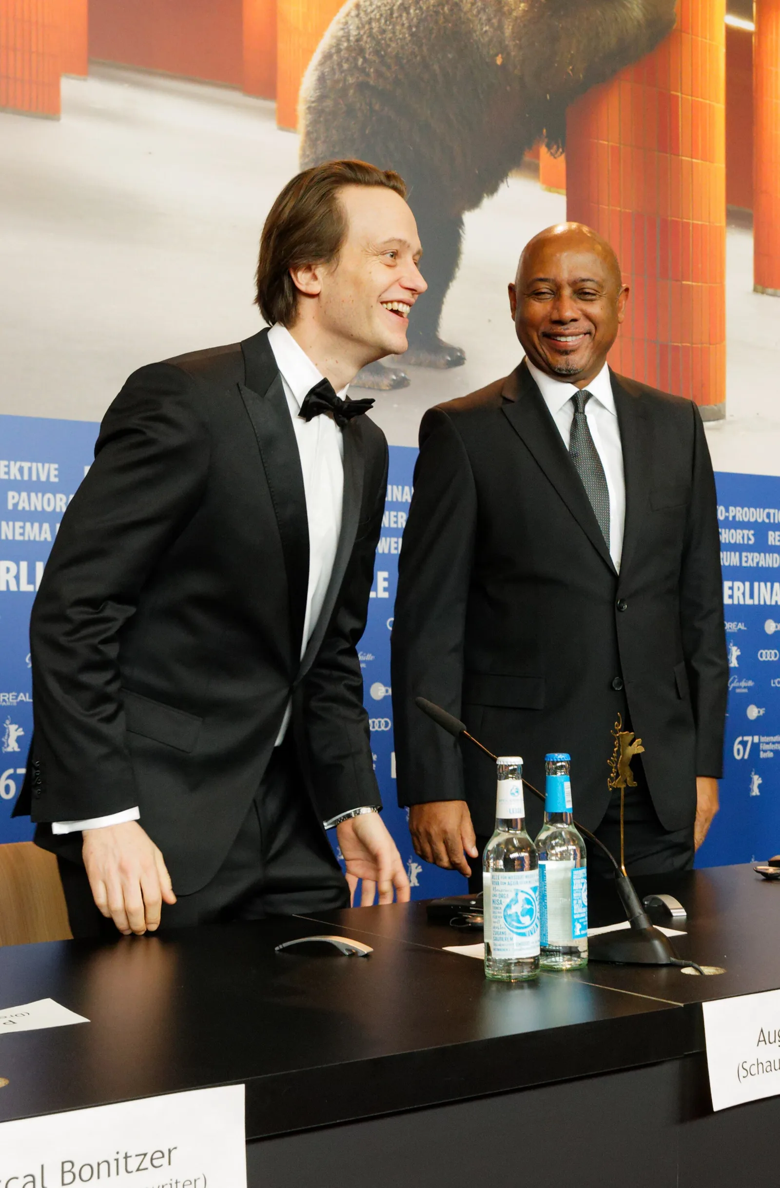August Diehl and Raoul Peck at the Berlinale press conference for The Young Karl Marx in February 2017.