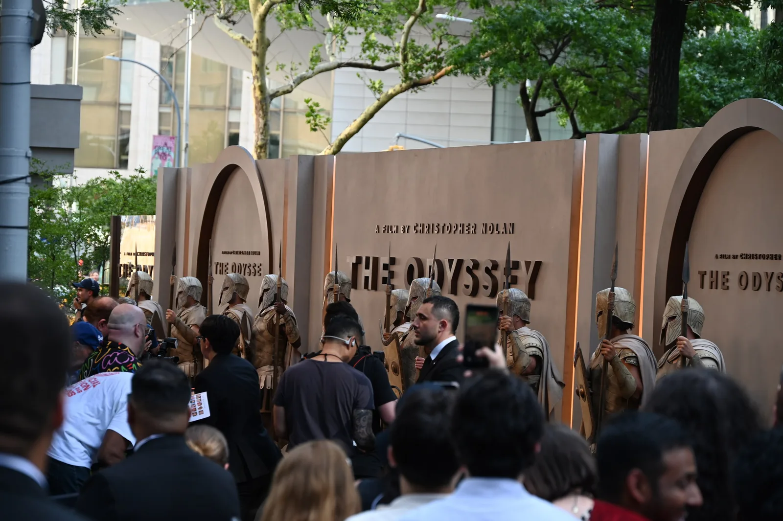 Costumed soldiers at the New York premiere of The Odyssey, 14 July 2026