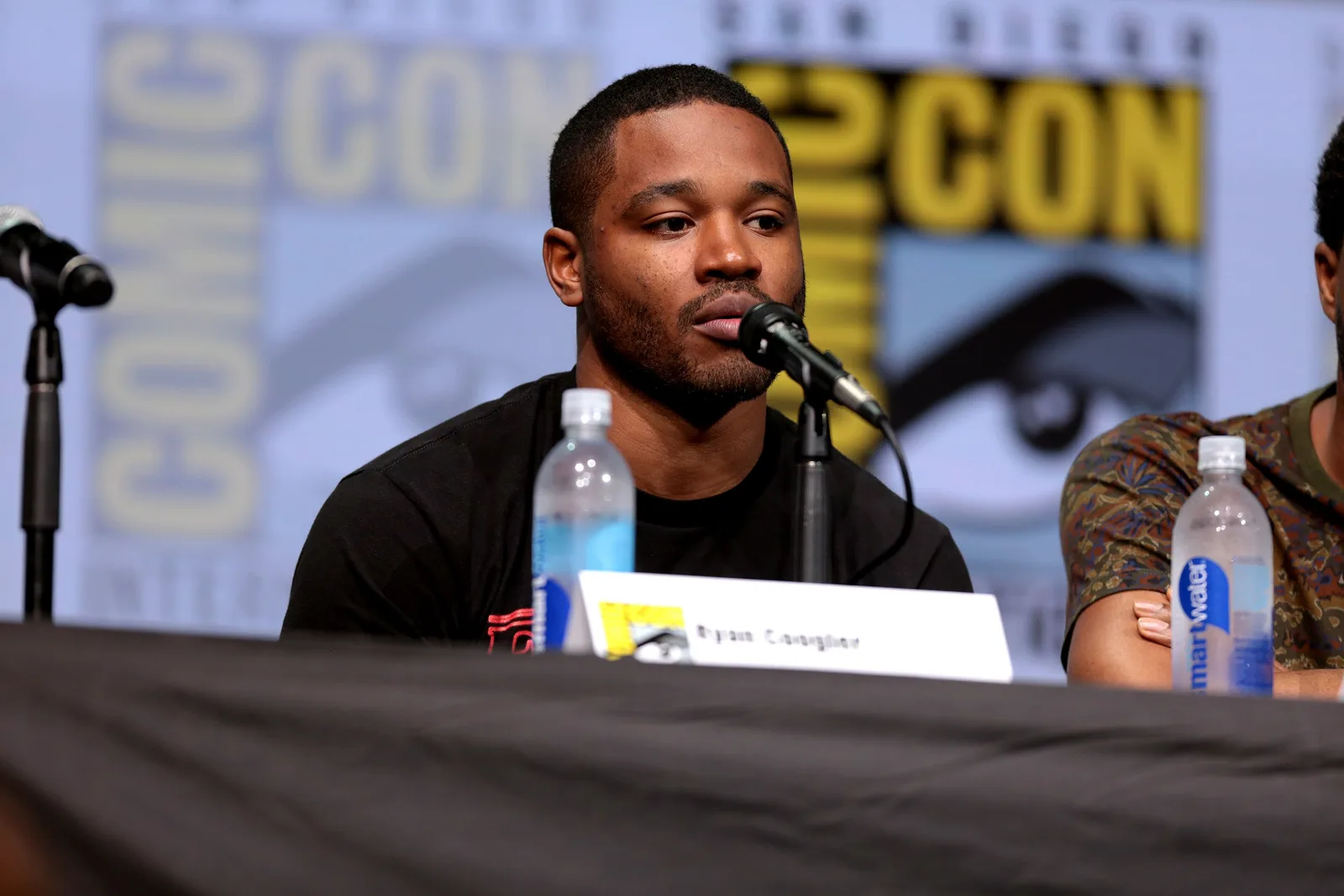 Ryan Coogler speaking at the 2017 San Diego Comic Con International, for "Black Panther", at the San Diego Convention Center in San Diego, California.