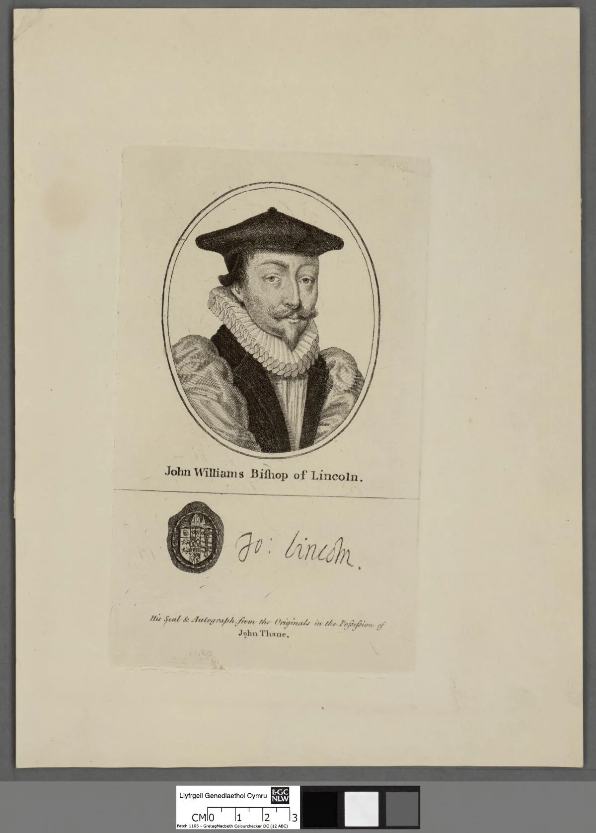 A portrait from the Welsh Portrait Collection at the National Library of Wales. Depicted person: John Williams – Welsh clergyman and political advisor to King James I