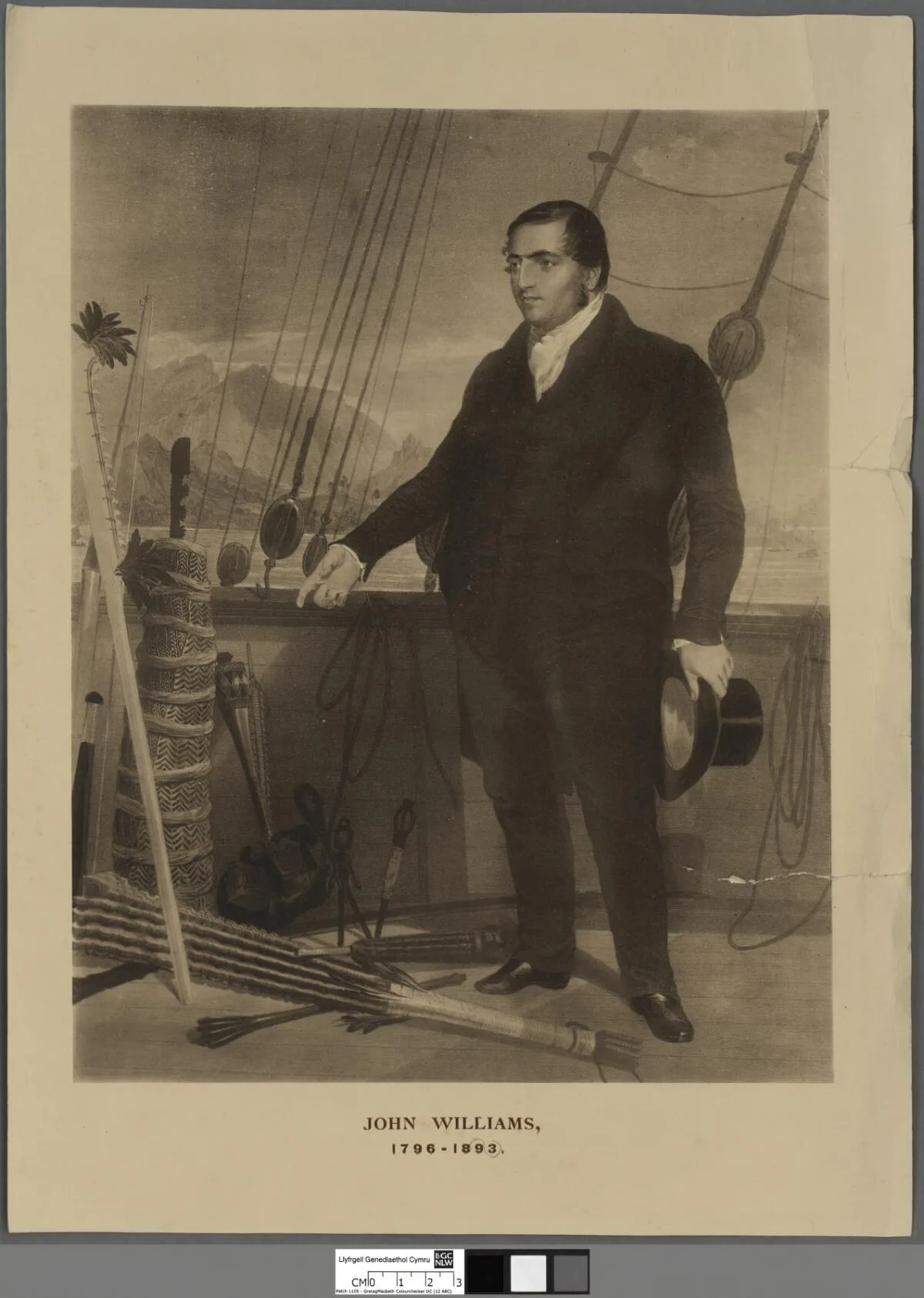 A portrait from the Welsh Portrait Collection at the National Library of Wales. Depicted person: John Williams – English missionary (1796-1839)