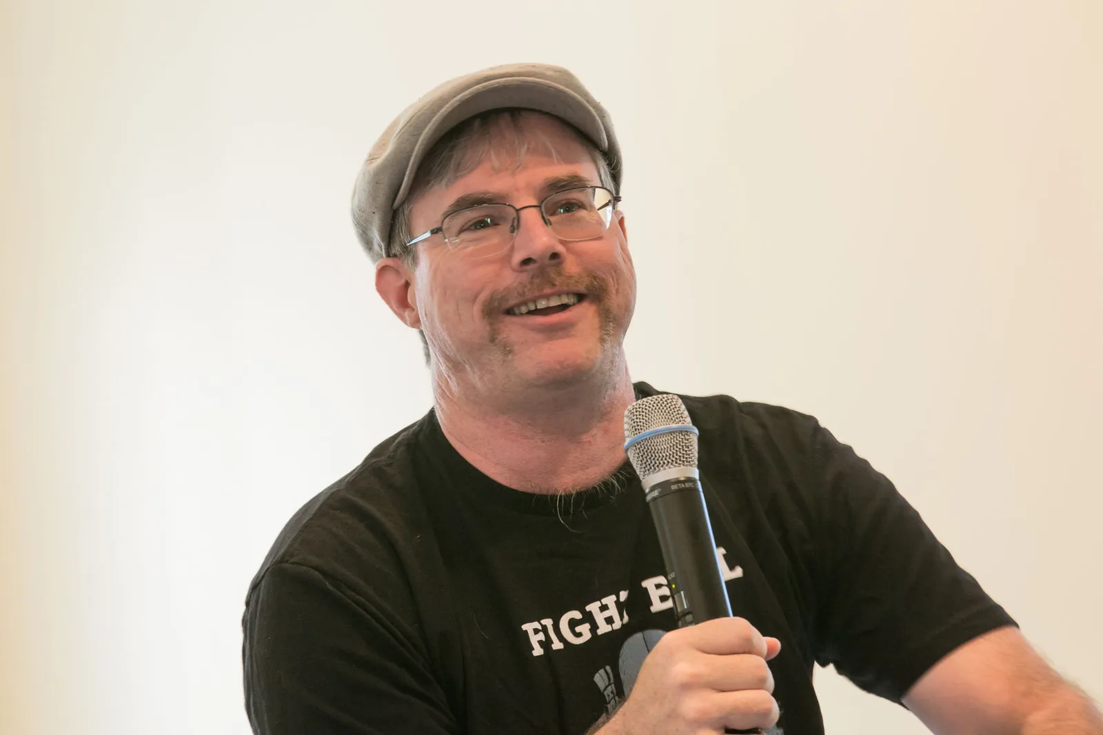 Author Andy Weir speaking at the Livermore Library, October 21, 2018