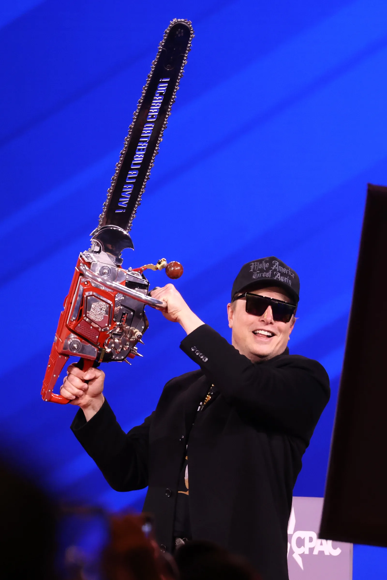 Elon Musk speaking at the 2025 Conservative Political Action Conference (CPAC) at the Gaylord National Resort & Convention Center in National Harbor, Maryland.