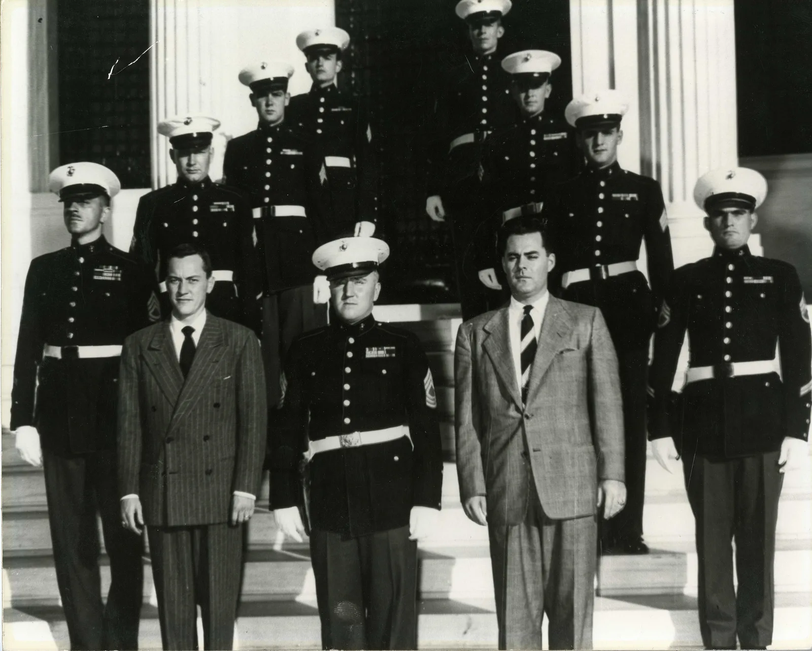 Marine Security Guard Detachment at Athens, Greece, stands with the U.S. State Department Regional Security Officer (left). (U.S. Marine Corps Photo) For more information visit: <a href=" http://www.DiplomaticSecurity.State.gov " rel="nofollow">www.DiplomaticSecurity.State.gov</a>