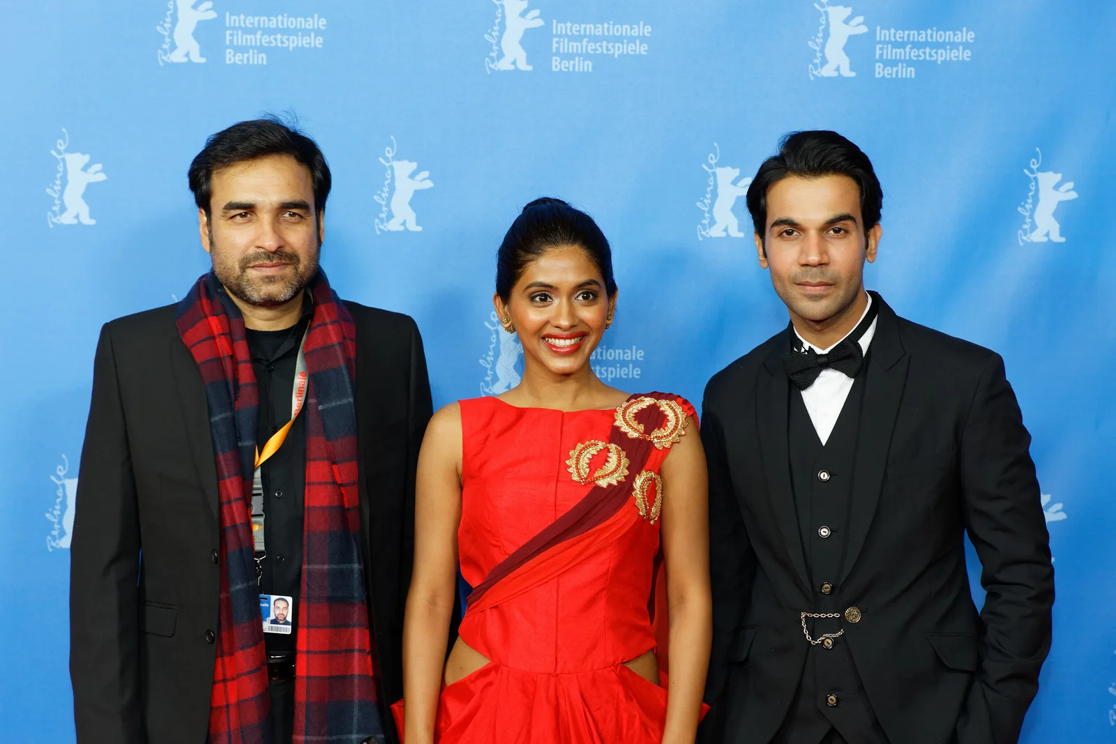 Pankaj Tripathi, Anjali Patil and Rajkummar Rao bei der Weltpremiere von Newton im Zoopalast zur Berlinale 2017