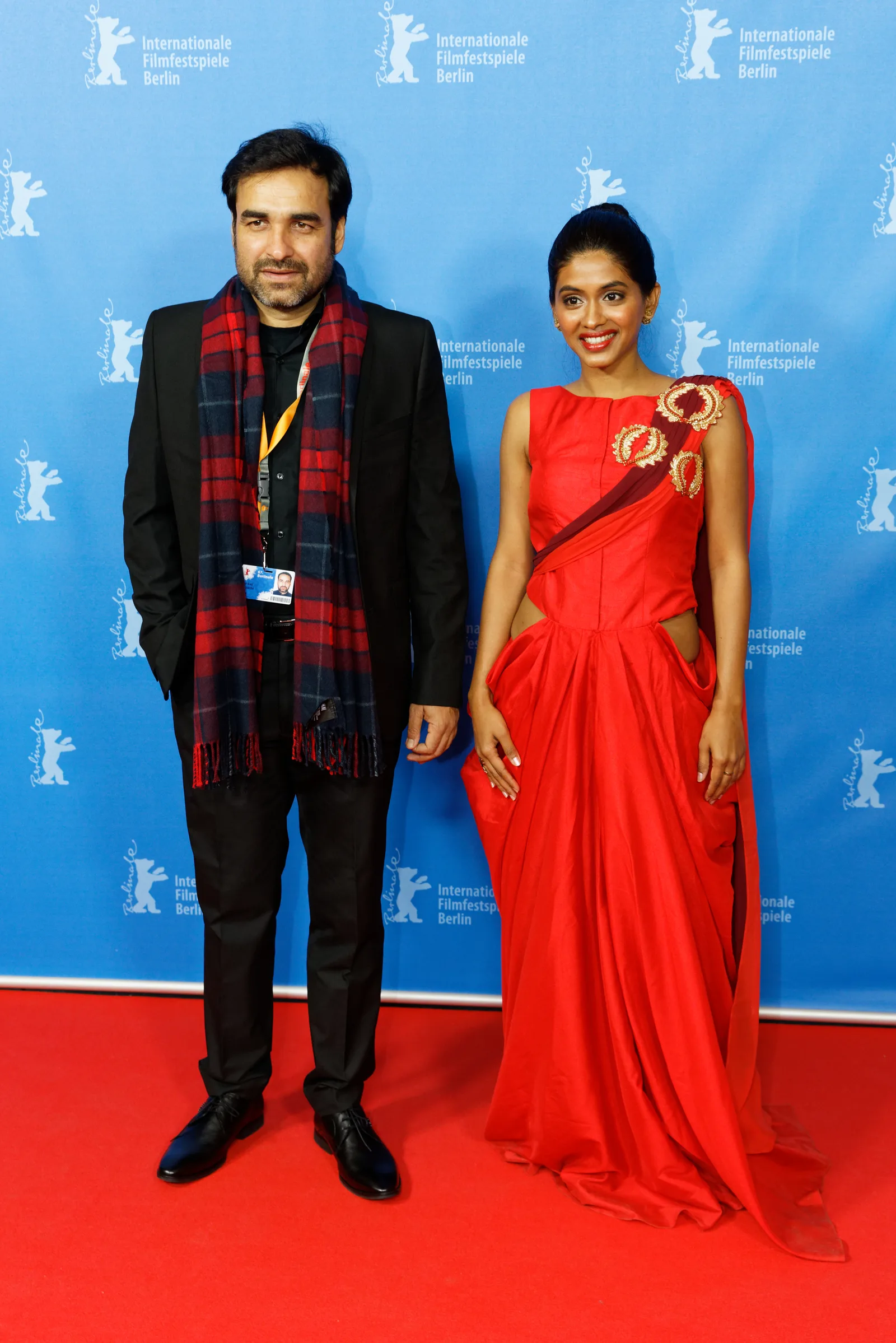 Pankaj Tripathi und Anjali Patil bei der Weltpremiere von Newton im Zoopalast zur Berlinale 2017